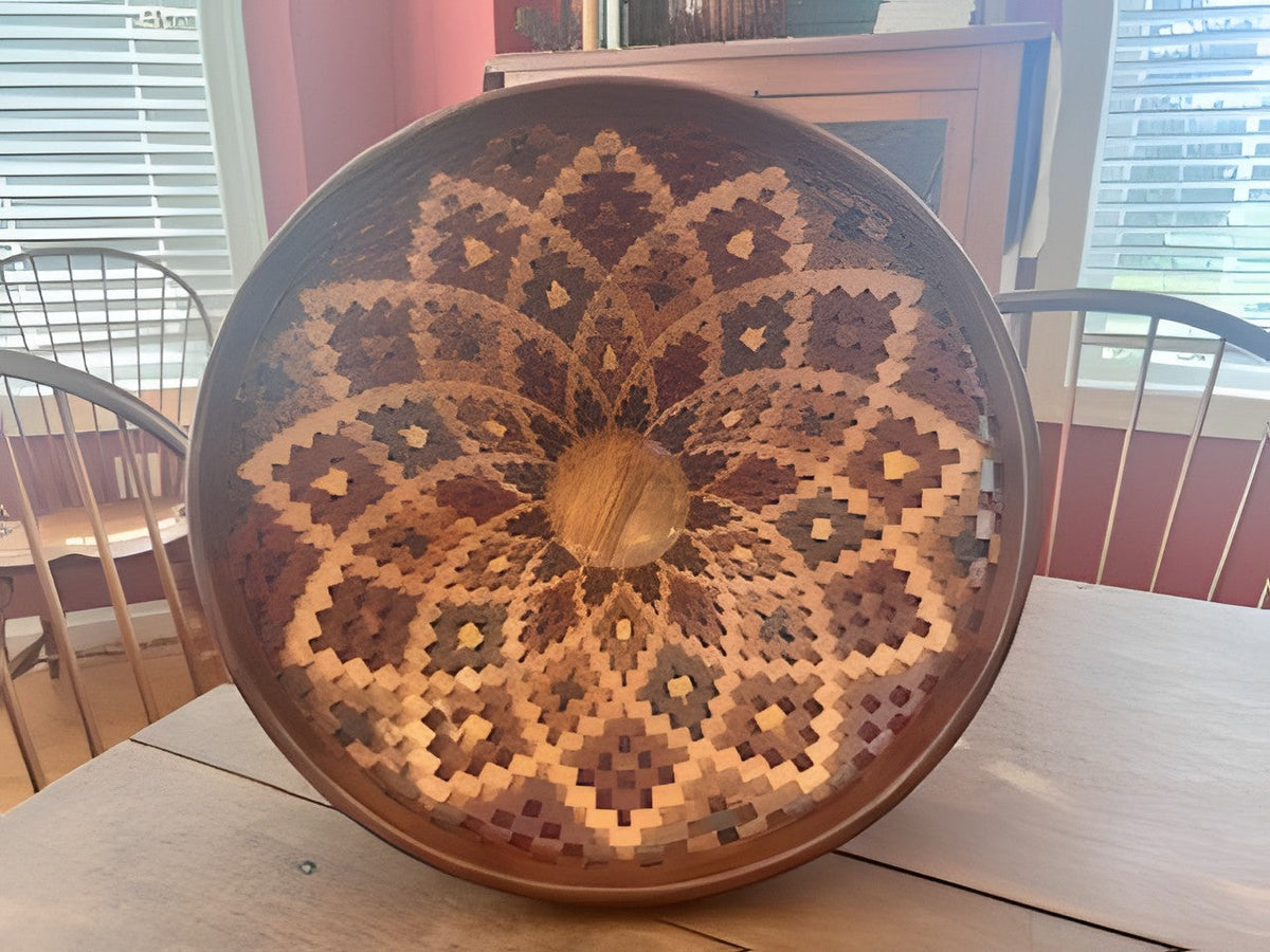 Open segmented natural finish wood bowl handcrafted by David Brown of The Brown Bowl