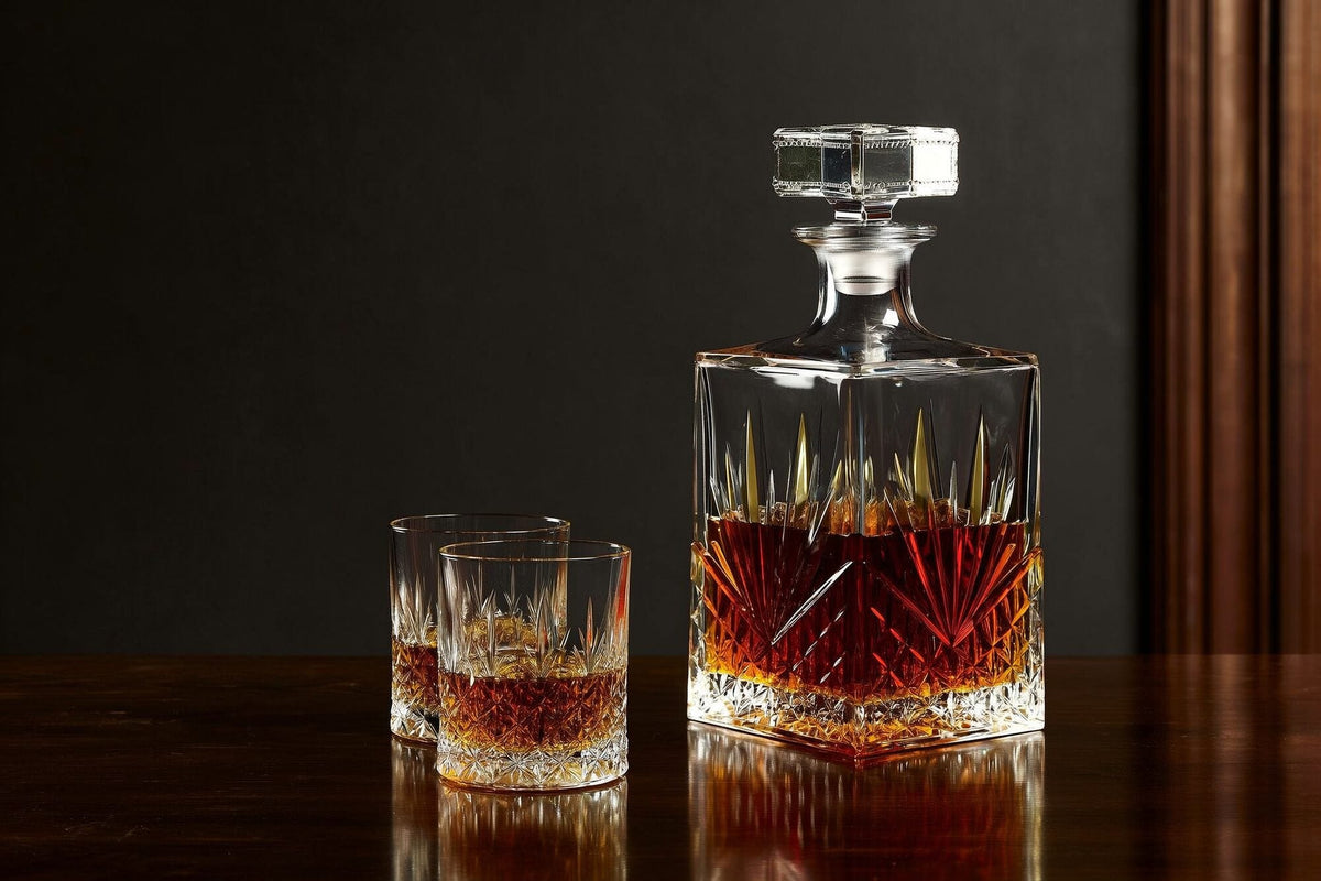 Crystal decanter and glasses for the Tableware and Barware collection