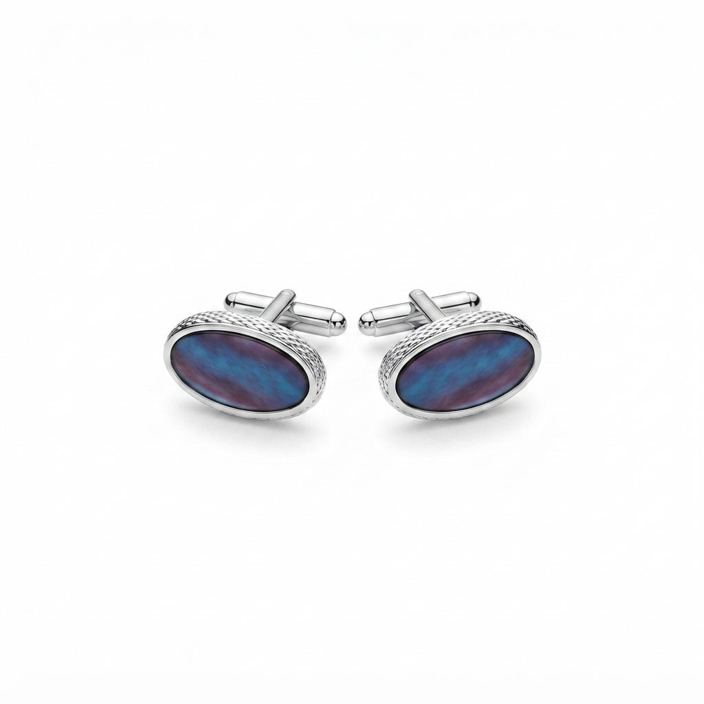 Elegant Oval Silver Cuff Links