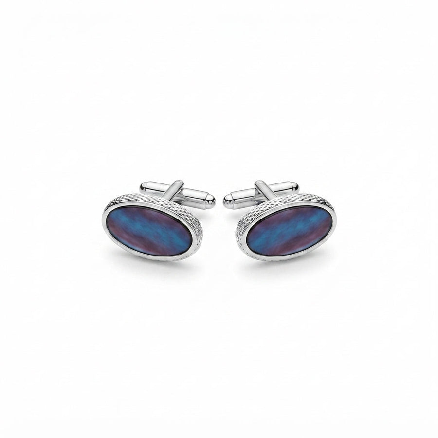 Elegant Oval Silver Cuff Links
