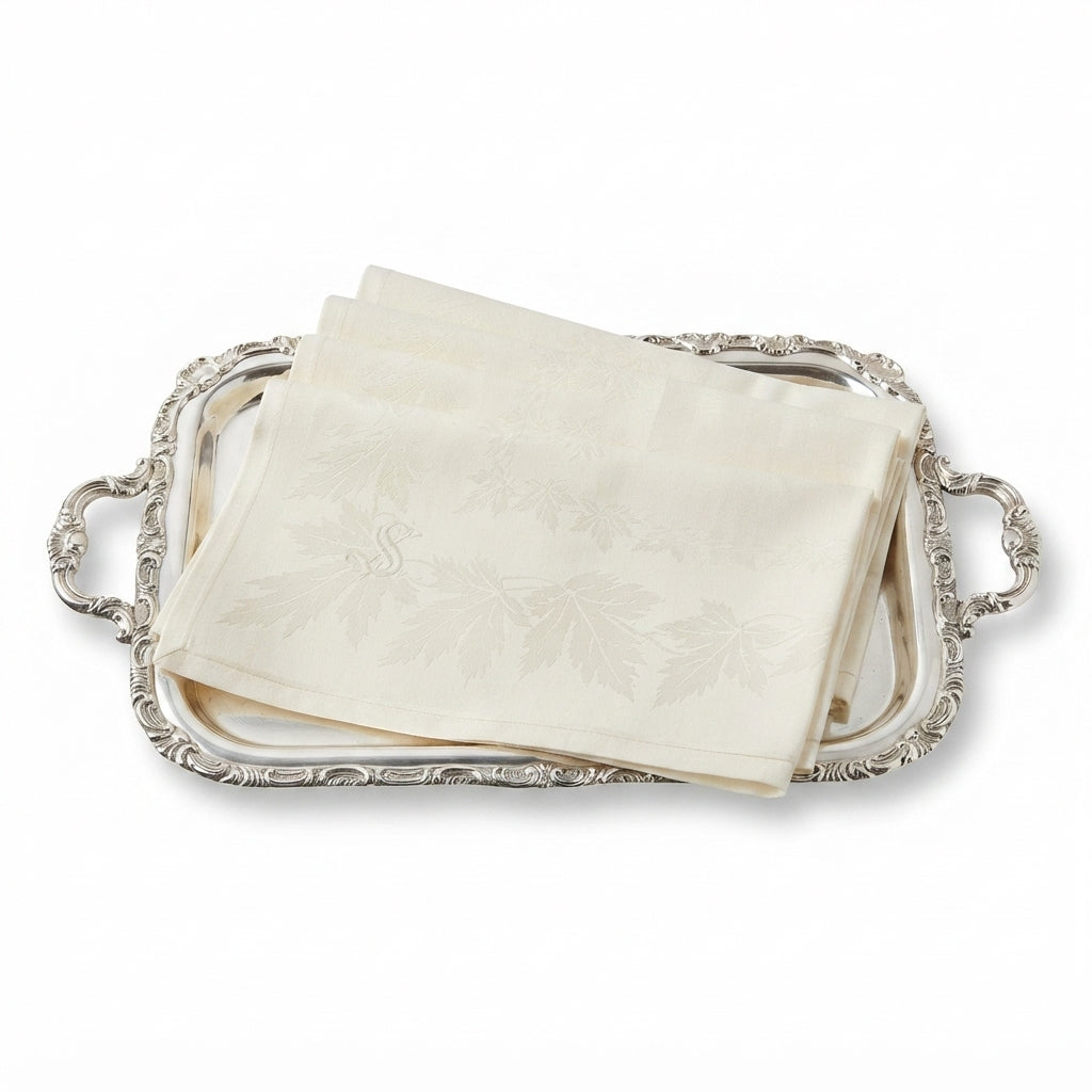 Embroidered S White Cotton Dinner Napkins