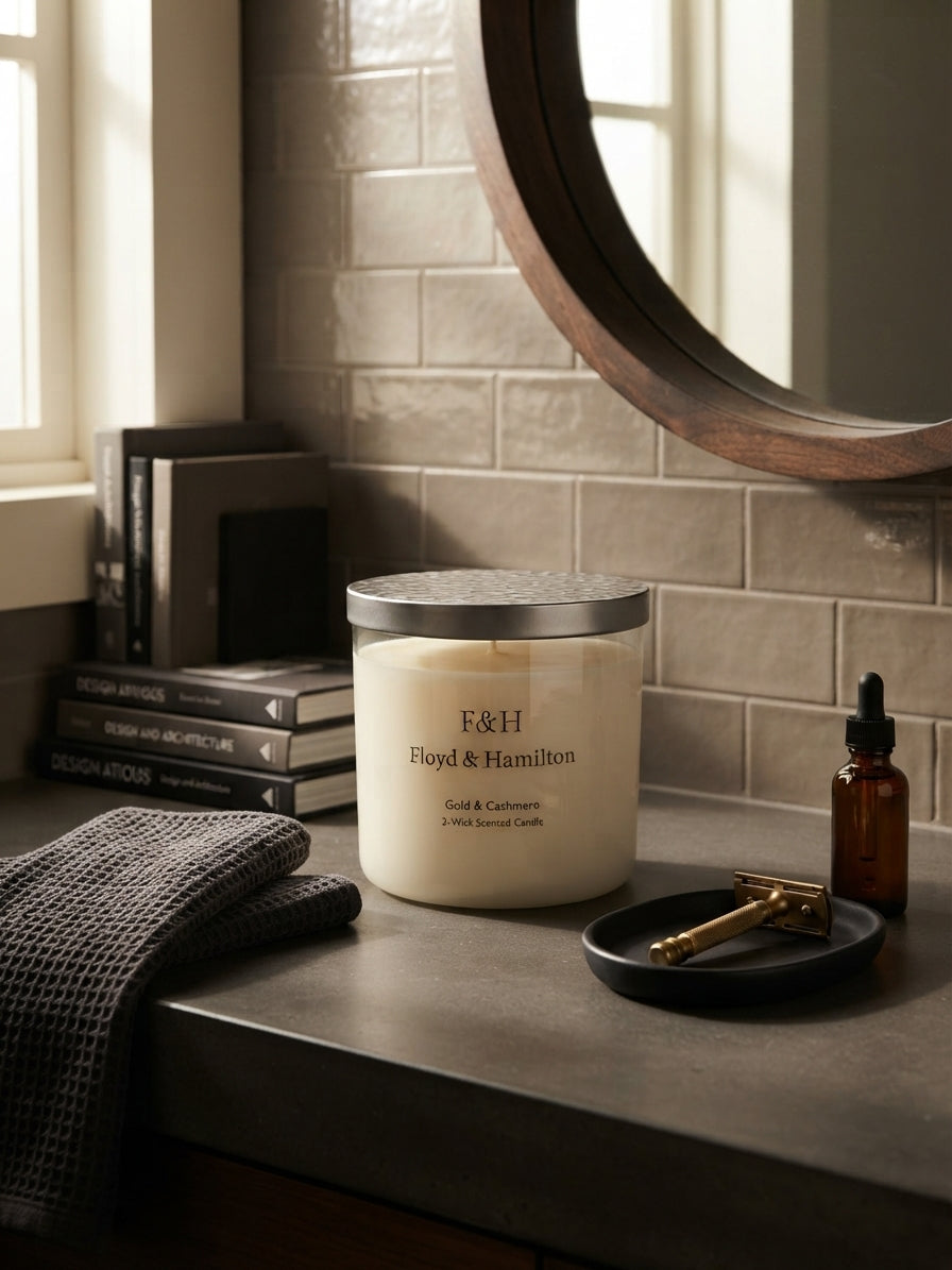 F&H Gold & Cashmere three wick Scented Candle, view 2