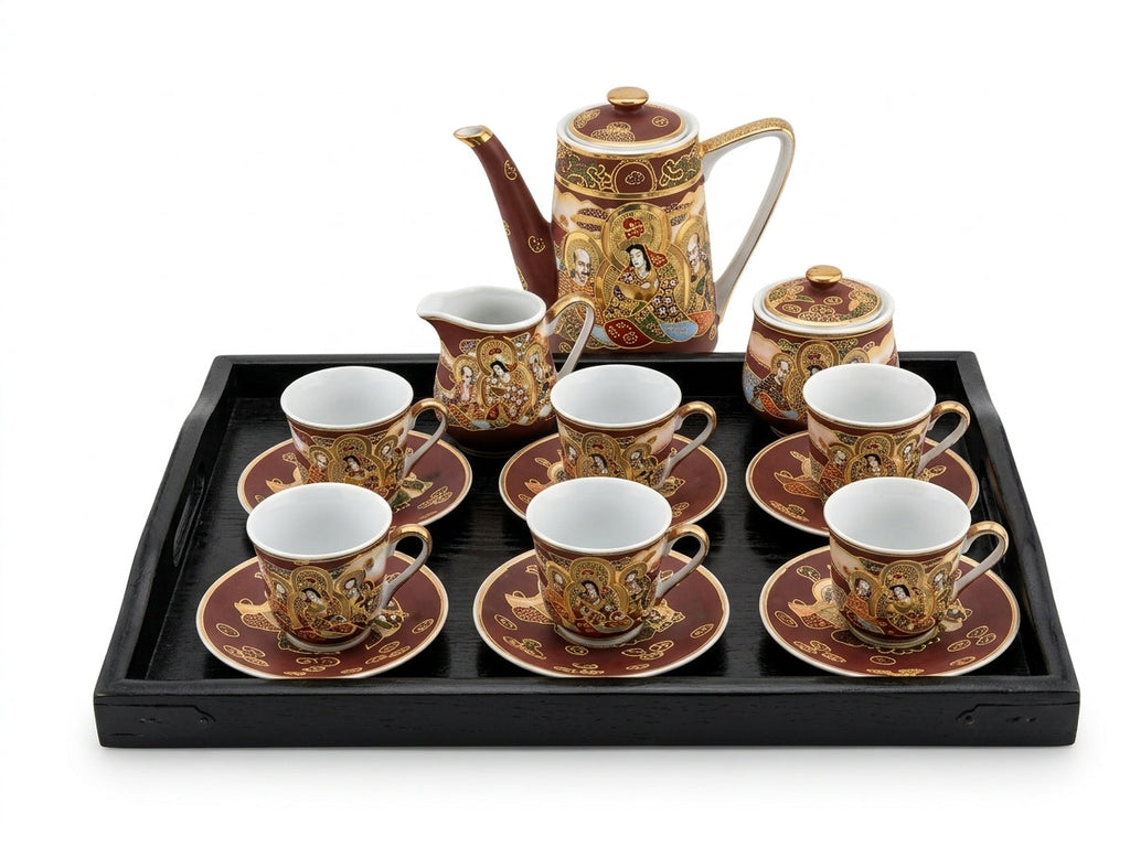 Japanese Moriage Porcelain Tea Set