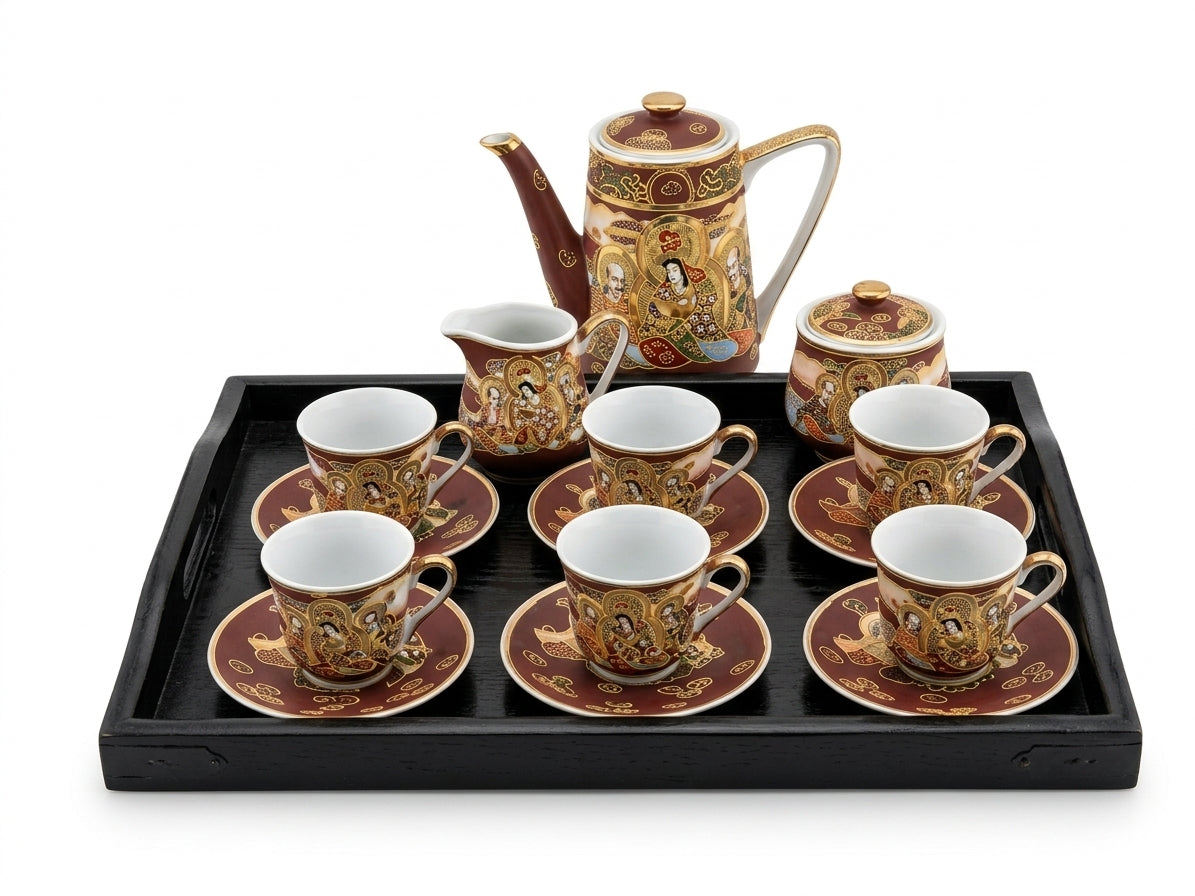 Japanese Moriage Porcelain Tea Set
