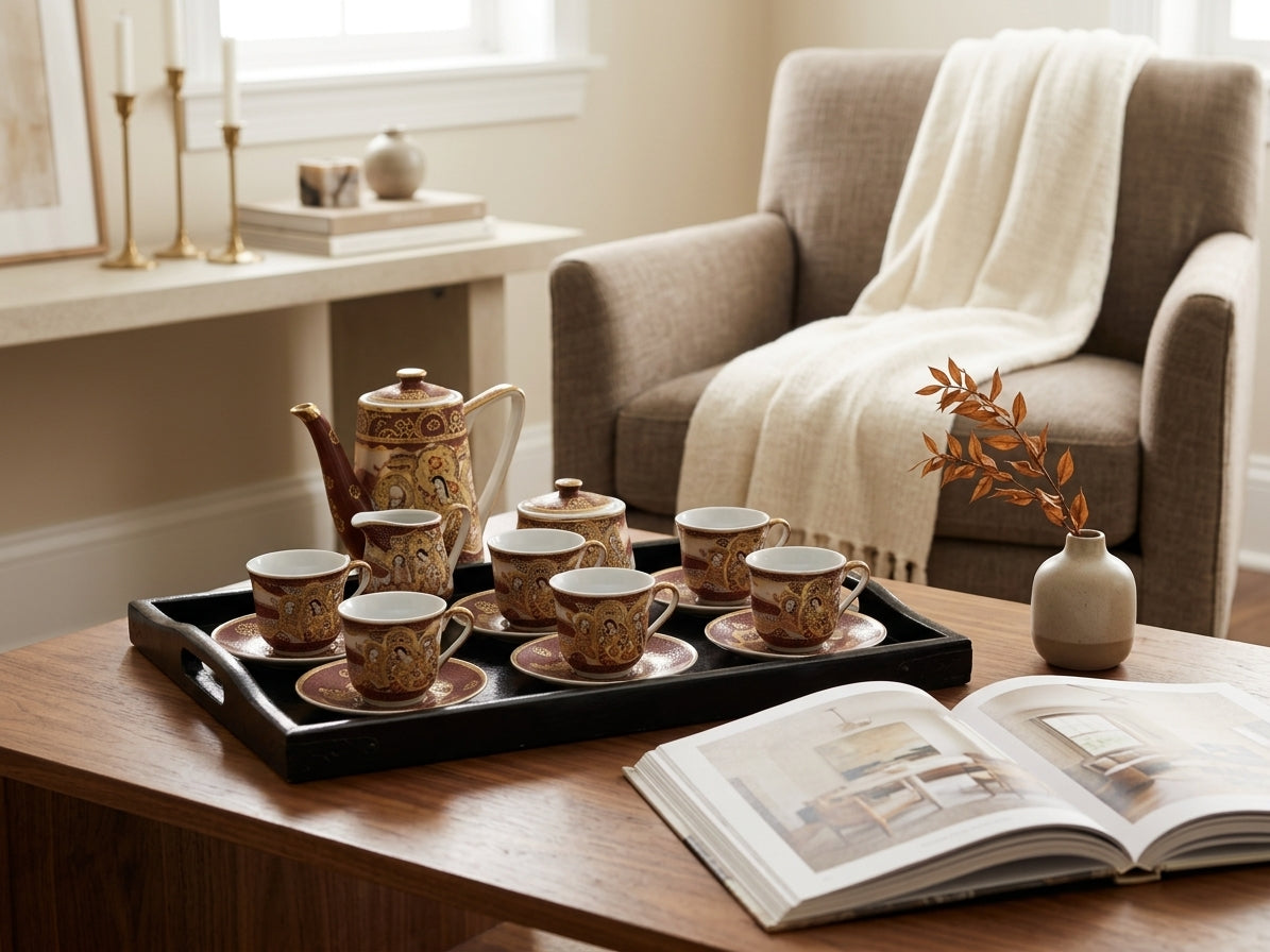 Japanese Moriage Porcelain Tea Set, view 2