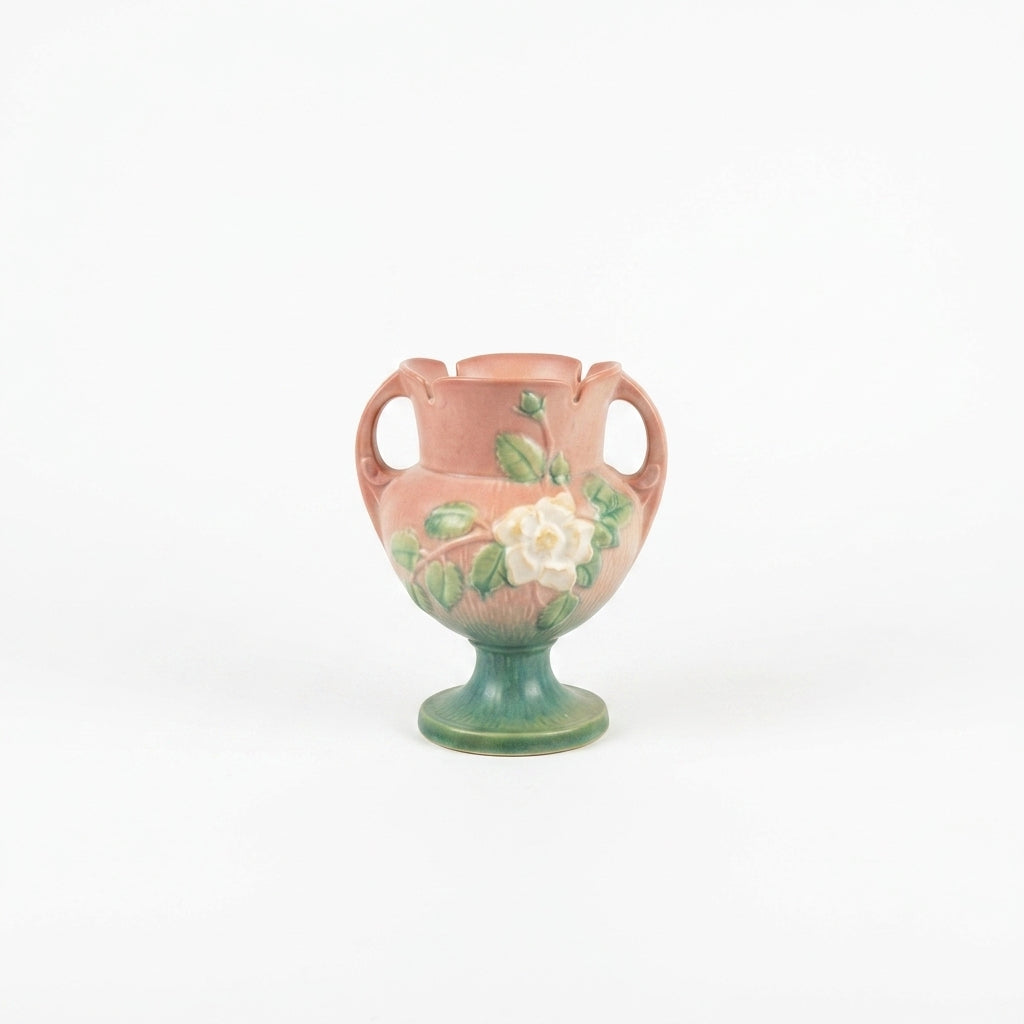 Roseville Pottery White Rose Vase
