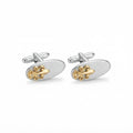 Silver Oval with Gold Fluer de Leaf Cuff Links