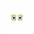 Square Black Onyx, Silver and Gold Trimmed Cuff Links