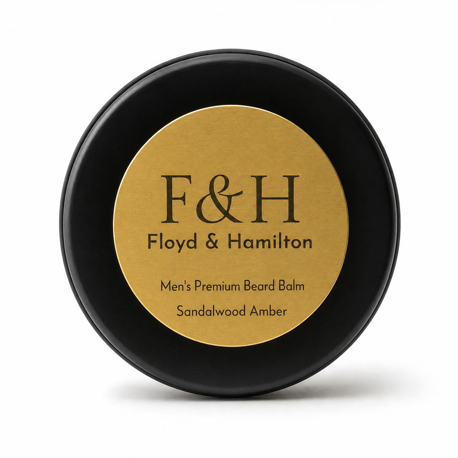 Premium Beard Balm, Sandalwood Amber — studio product view