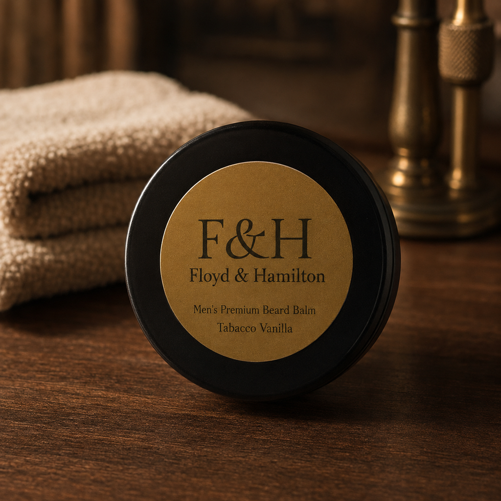 Premium Beard Balm, Tabacco Vanilla — styled lifestyle view