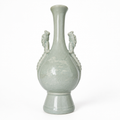 Double Dragon Handled Celadon-Glazed Porcelain Vase — studio product view