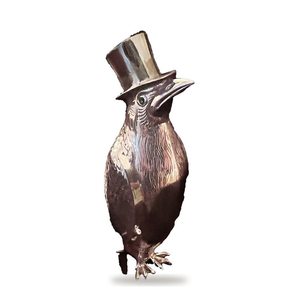 From Spain, Silver Plated Novelty Penguin Figurine with a Top Hat and Cane