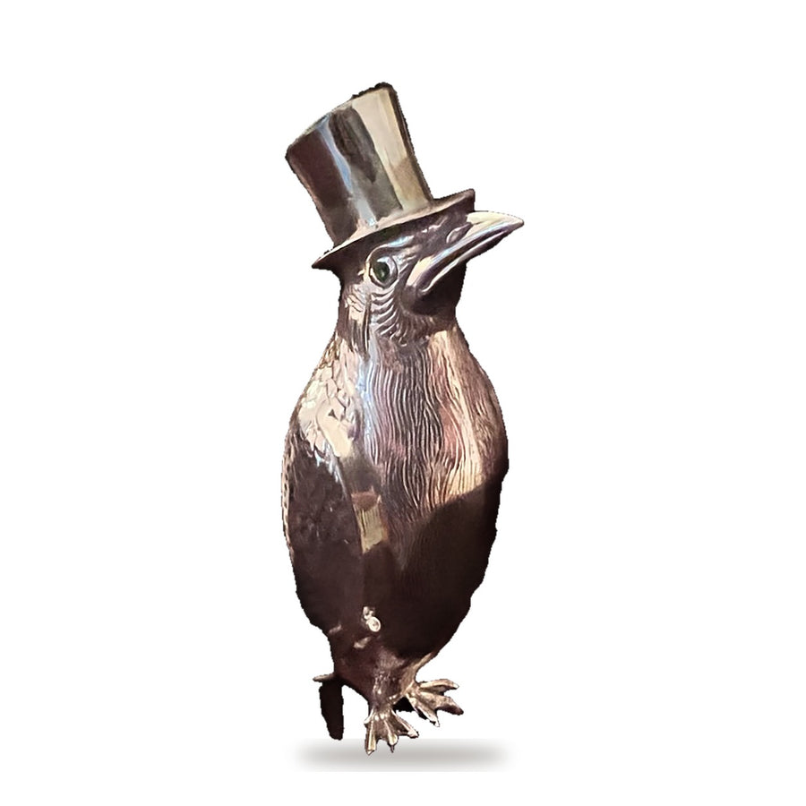From Spain, Silver Plated Novelty Penguin Figurine with a Top Hat and Cane