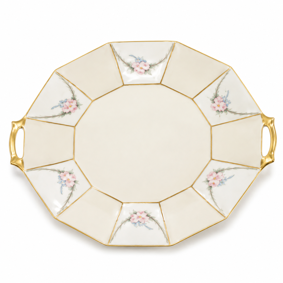 WM Guein Limoges Octagonal Porcelain Serving Tray/Plate — studio product view