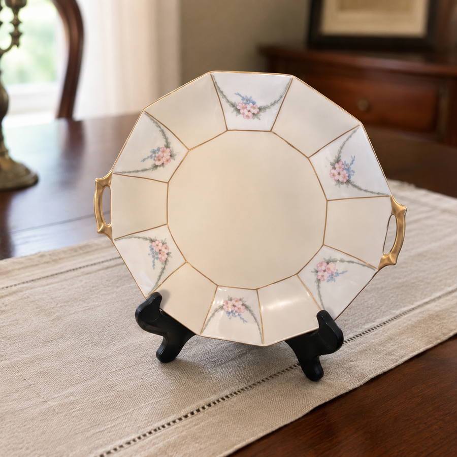WM Guein Limoges Octagonal Porcelain Serving Tray/Plate — styled lifestyle view