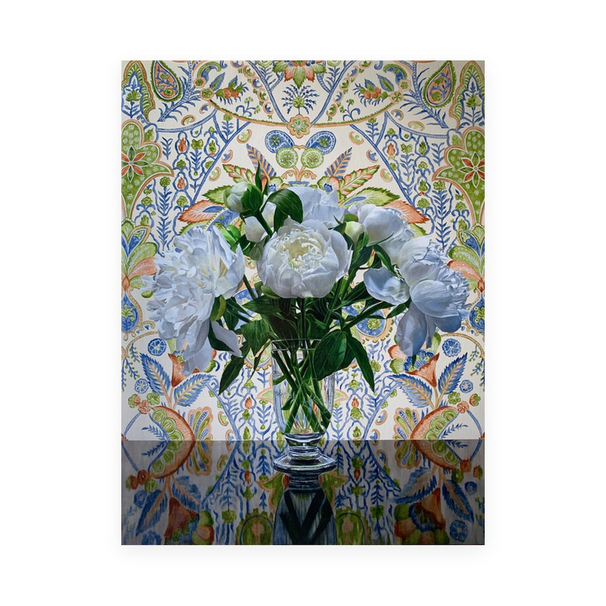 Peonies and Paisley by Rebecca Ford, oil on panel